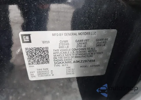 2019 GMC Acadia Sle-1 from USA, damaged, VIN 1GKKNRLA0KZ297454